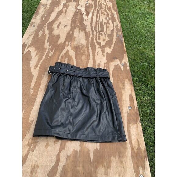 Haute Monde S Faux Leather Belted Mini Skirt in Black‎ Small Biker Goth Summer - Picture 7 of 8